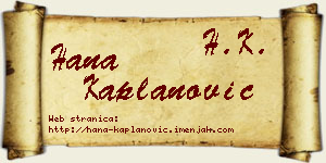 Hana Kaplanović vizit kartica